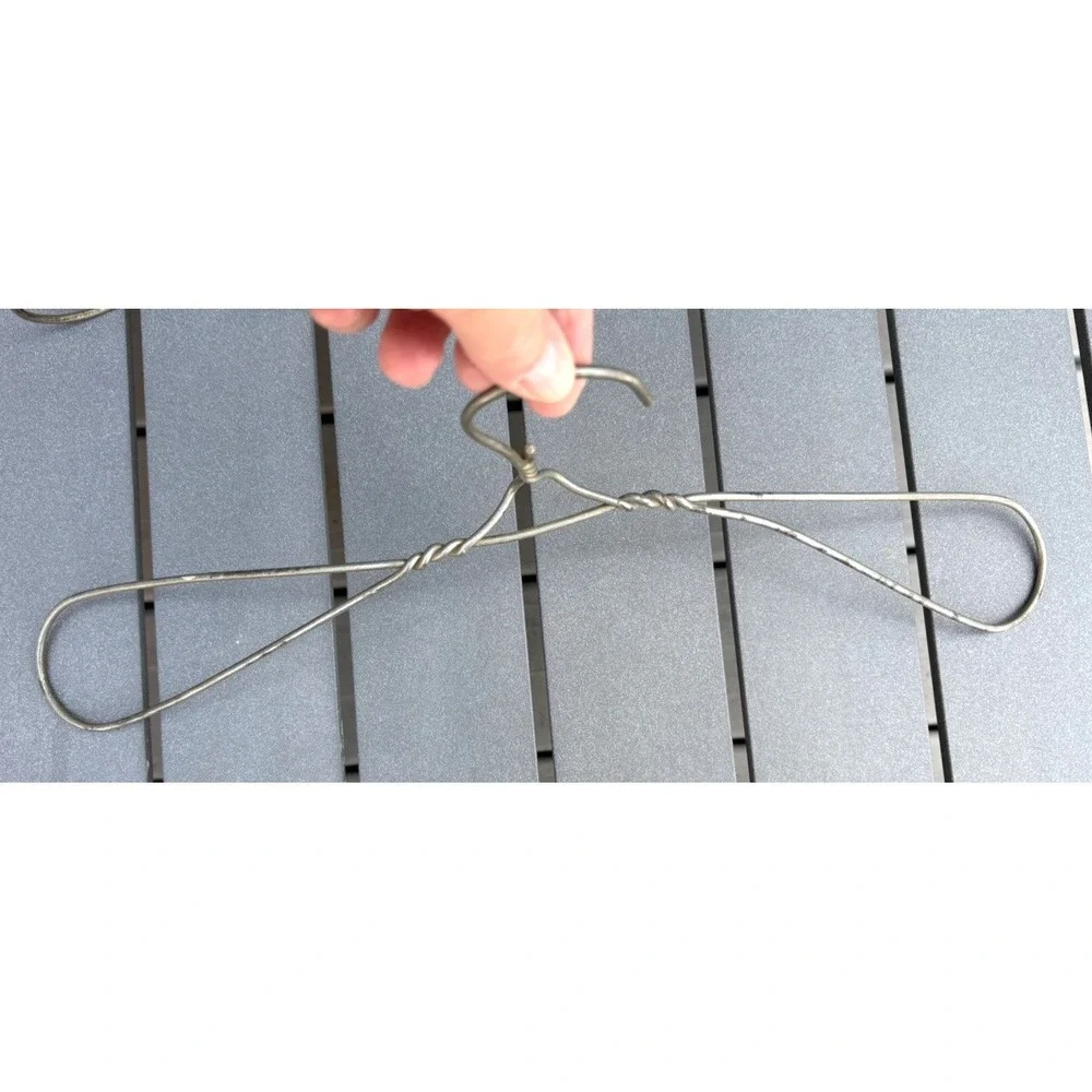Vintage heavy duty twisted wire clothes hangers folding 1930's steampunk